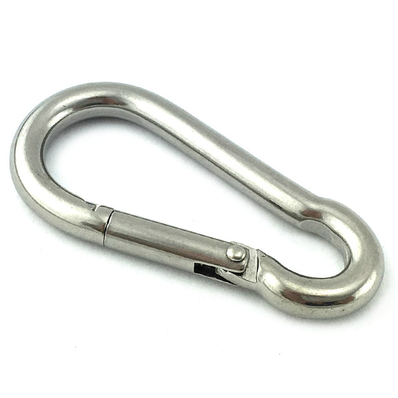 Snap hook in marine grade type 316 stainless steel, size 6mm. Melbourne Australia.