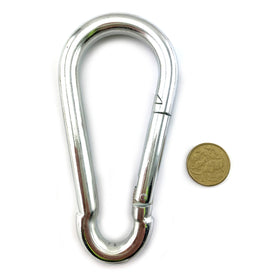 Snap hook in zinc plated steel, size 12mm.