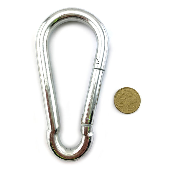 Snap hook in zinc plated steel, size 12mm.