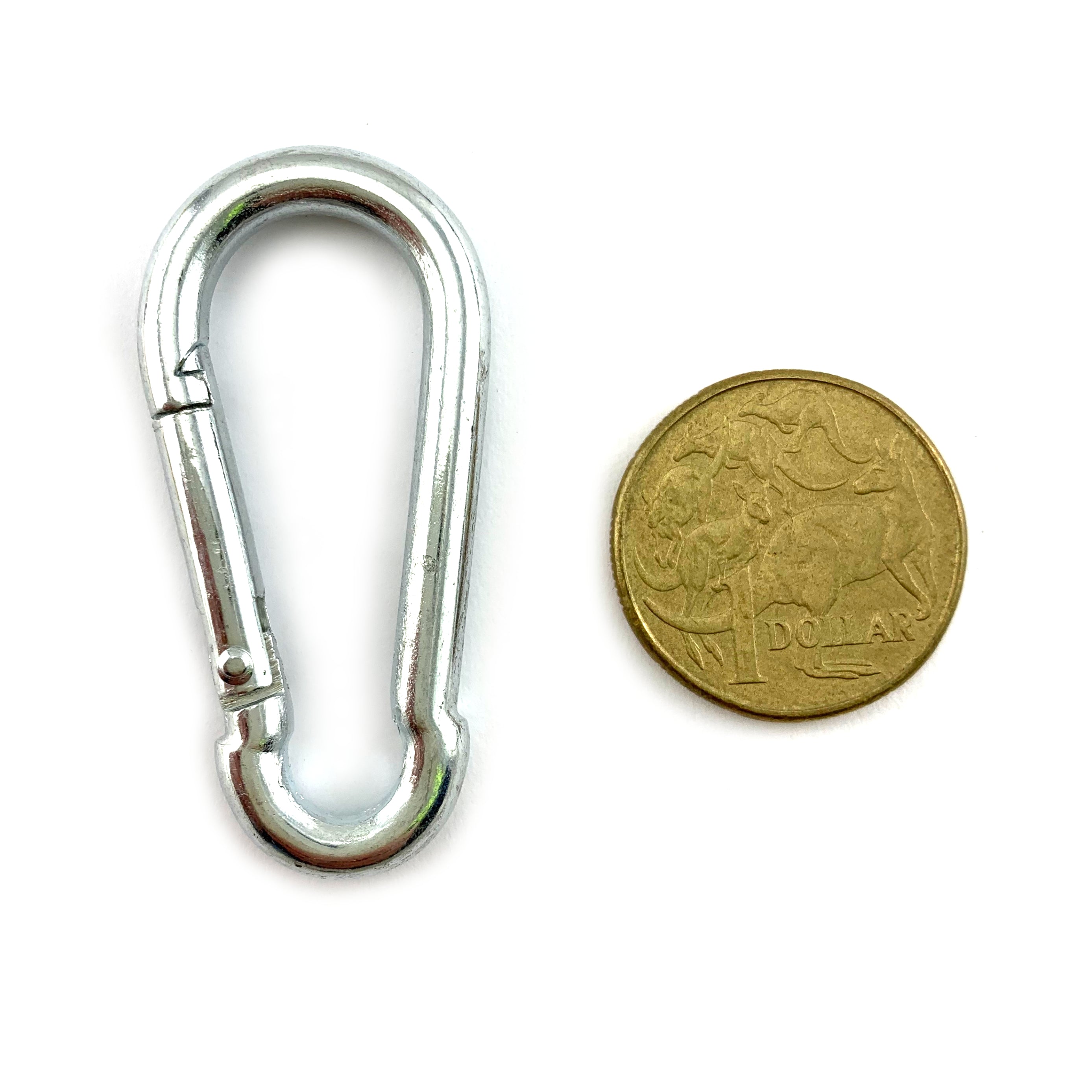 Snap hook in zinc plated steel, size 5mm. Australia