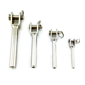 Swage stud forks in type 316 marine grade stainless steel. Australia wide shipping. Sizes: 3mm, 4mm, 5mm, 6mm, 8mm. Shop: chain.com.au.