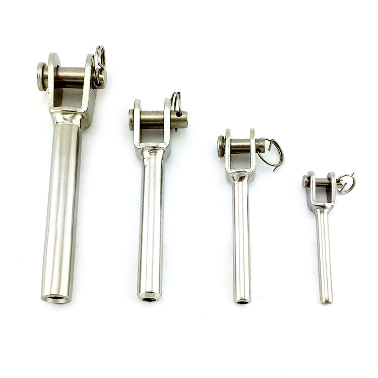 Swage stud fork range in type 316 marine grade stainless steel finish.