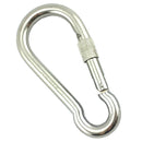 Stainless steel snap hook with locking screw gate, size 10mm. Melbourne Australia.