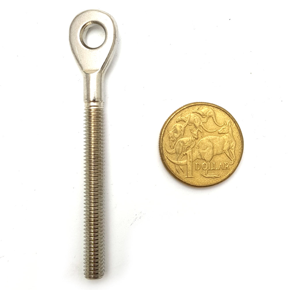 Stainless steel swage eye, size 6mm with 48mm thread. Melbourne, Australia