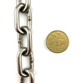 Stainless Steel Welded Link Chain - 5mm x 25kg (50 meters). Melbourne, Australia.