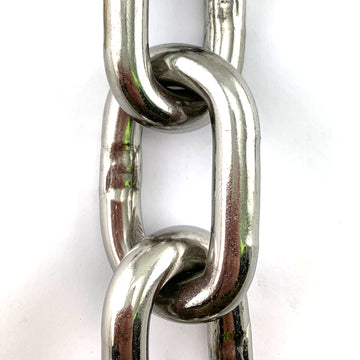 10mm stainless steel welded link chain in a 25kg bucket, with 13.6 metres of chain. Melbourne, Australia.