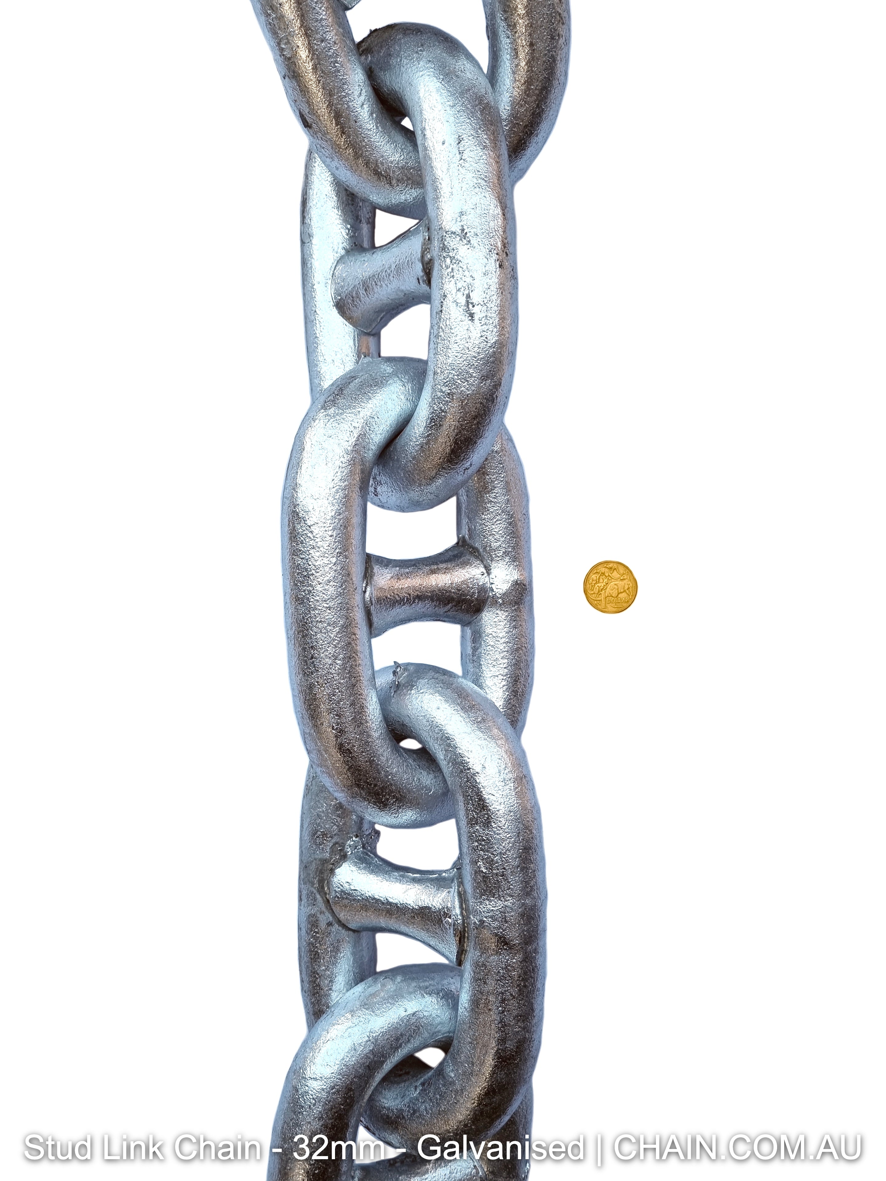 Stud Link Chain - 32mm - Galvanised - EMAIL or CALL TO ORDER (POA)