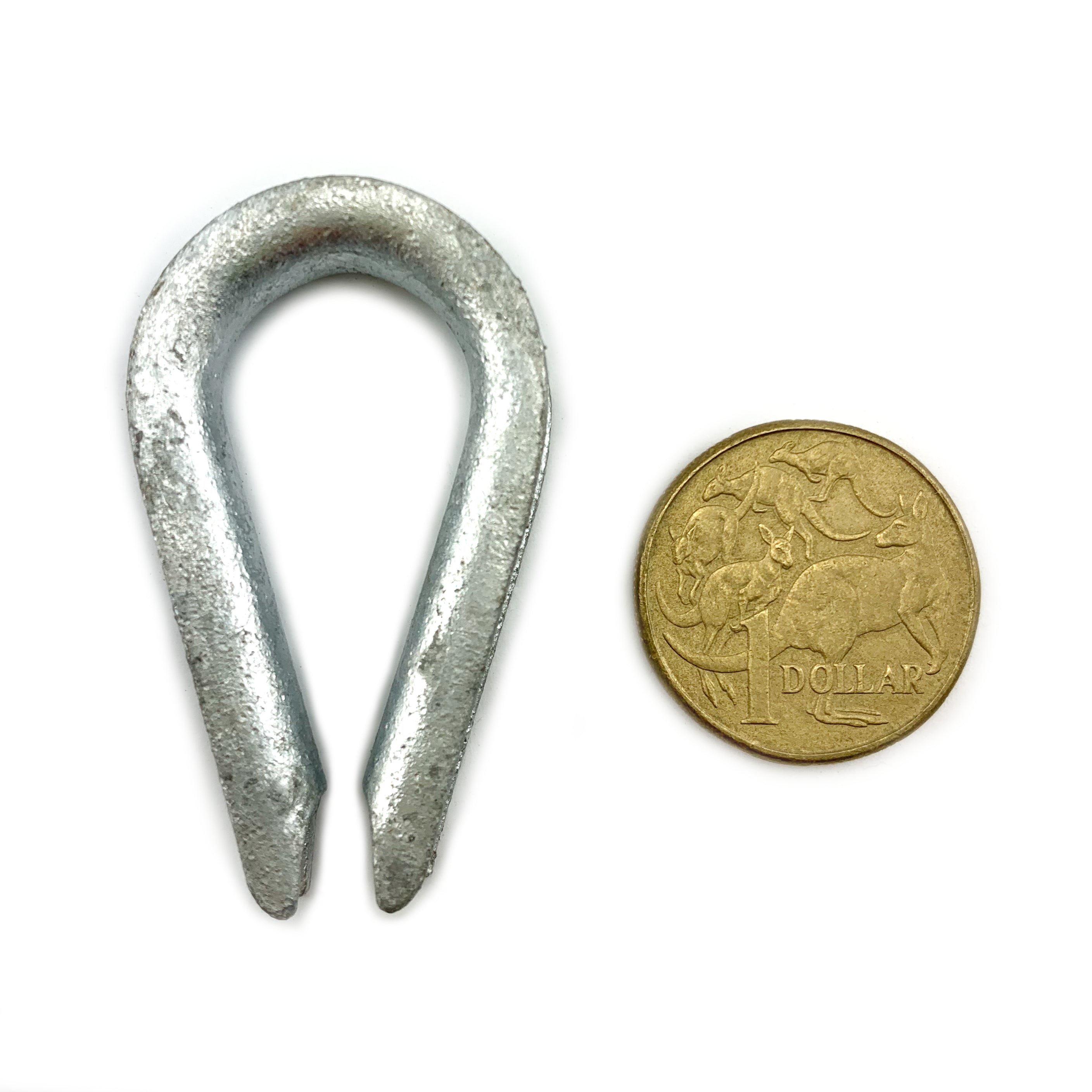 Galvanised thimble, size 4mm. Australia