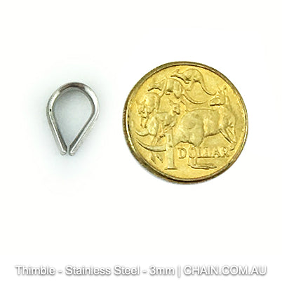 Stainless steel thimble, size 3mm in type 316 marine grade stainless steel. Shop hardware online. Australia wide shipping + Melbourne click & collect.
