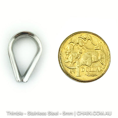 Stainless steel thimble, size 5mm in type 316 marine grade stainless steel. Shop hardware online. Australia wide shipping + Melbourne click & collect.