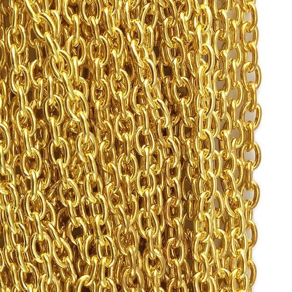 Gold plated trace jewellery chain, size T100, quantity 25m. Melbourne Australia.