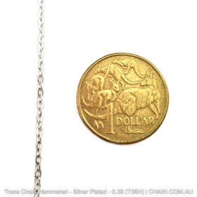 Hammered Trace Chain in a Silver Plated Finish. Size: 0.36mm, T36H. Jewellery Chain, Australia wide shipping. Shop chain.com.au