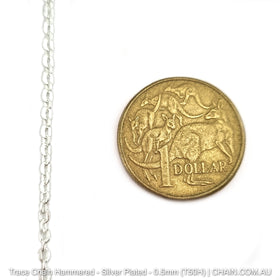 Hammered Trace Chain in a Silver Plated Finish. Size: 0.5mm, T50H. Jewellery Chain, Australia wide shipping. Shop chain.com.au