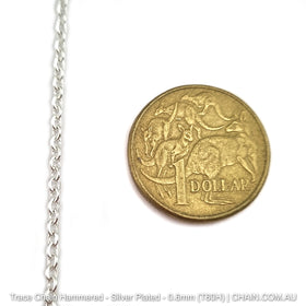 Hammered Trace Chain in a Silver Plated Finish. Size: 0.6mm, T60H. Jewellery Chain, Australia wide shipping. Shop chain.com.au