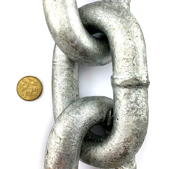 Welded Link Chain Galvanised, size: 25mm. By The Metre. Australia.