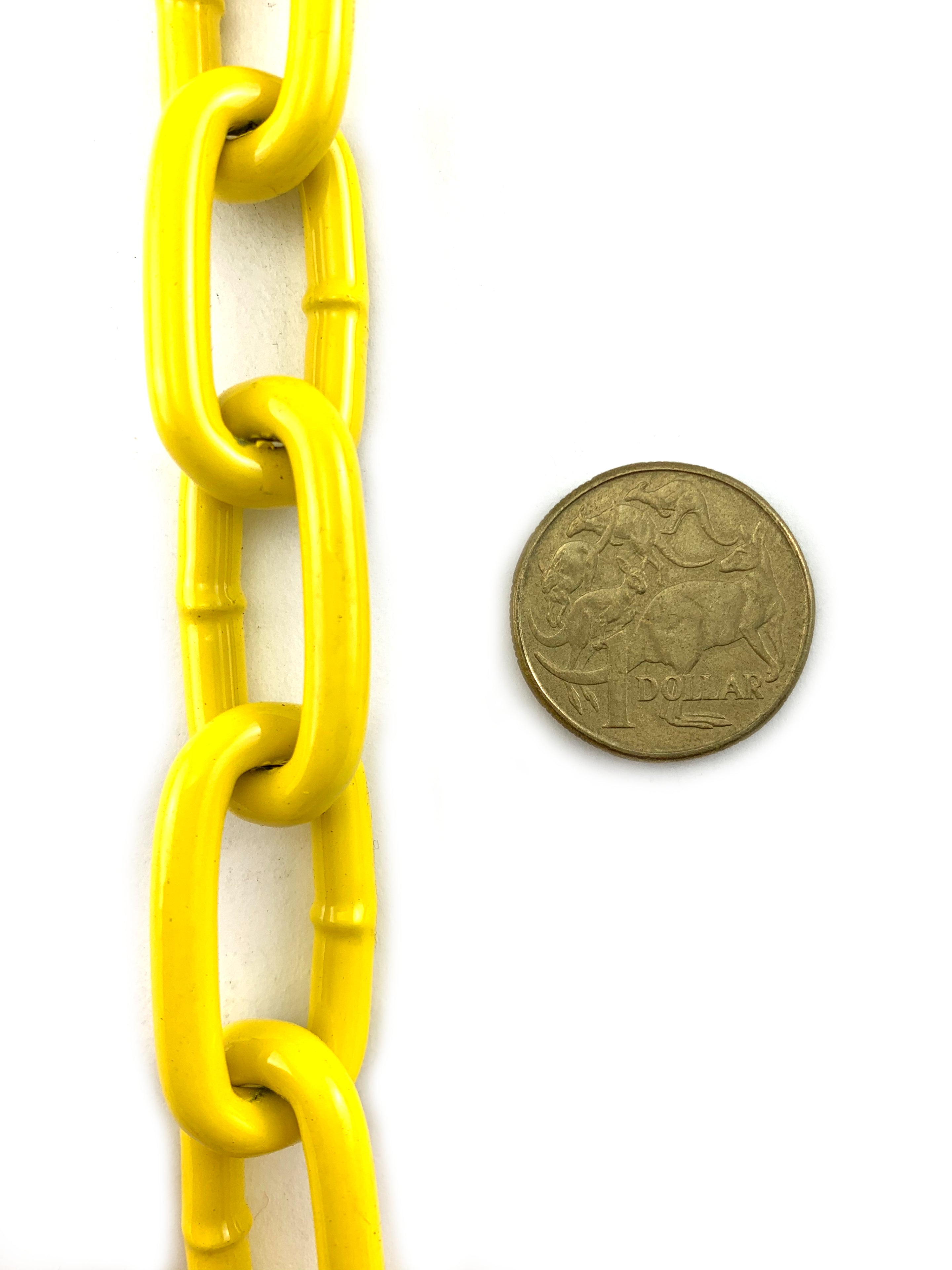 Yellow Powder Coated steel chain - 5mm. By The Metre. Australia.
