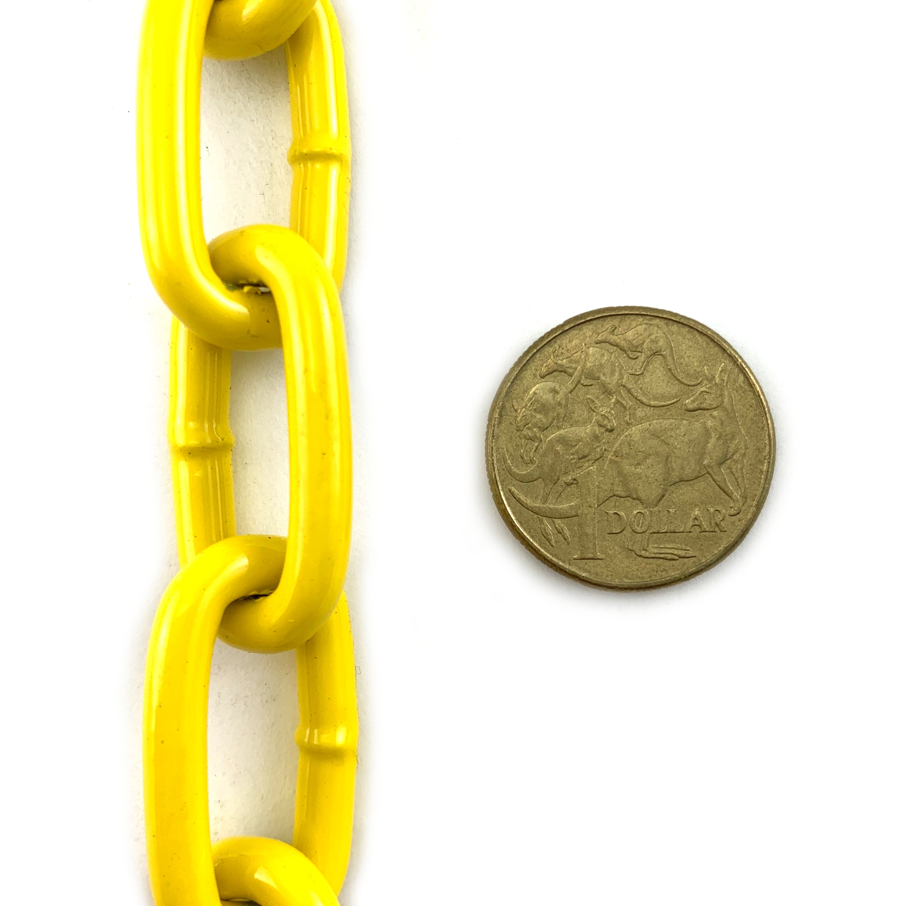 Yellow Powder Coated steel chain - 5mm. By The Metre. Australia.
