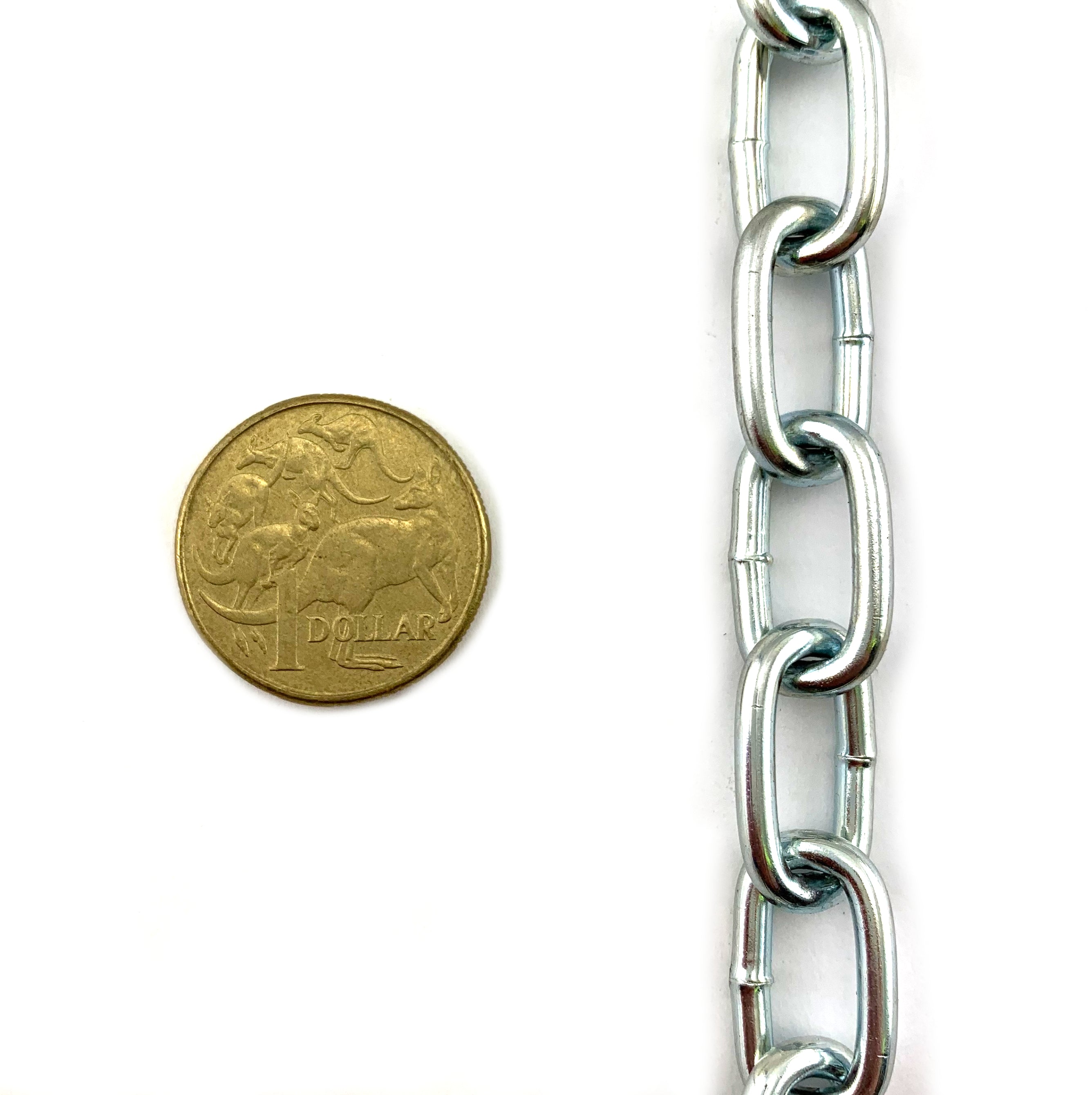 Welded Link Chain - Zinc Plated, size 3mm. Chain by the metre. Melbourne, Australia.