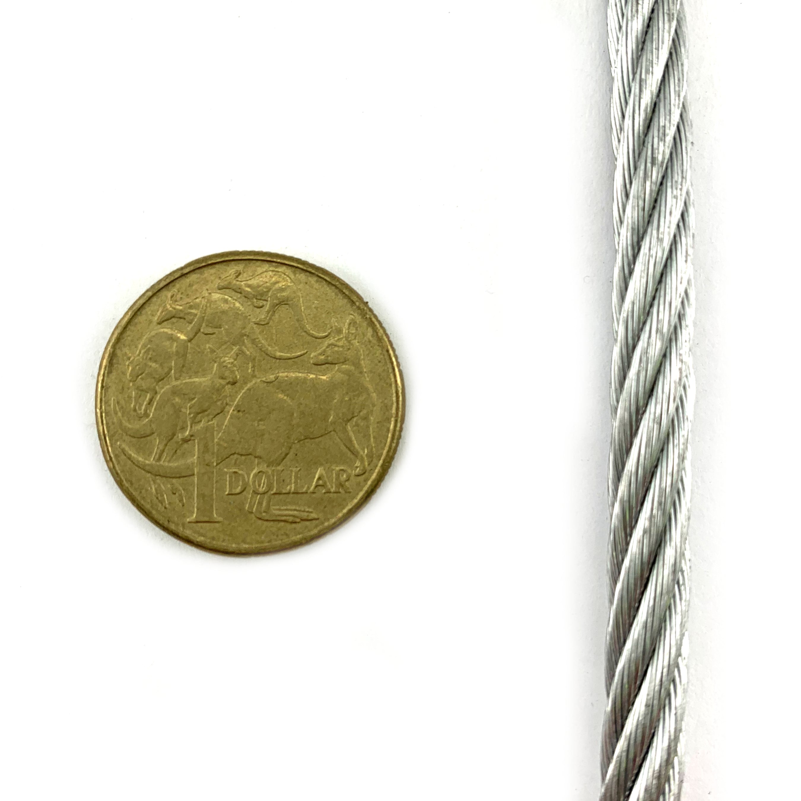 Wire Rope, Galvanised, size 6mm. Construction type: 7/19. By the metre. Melbourne, Australia.