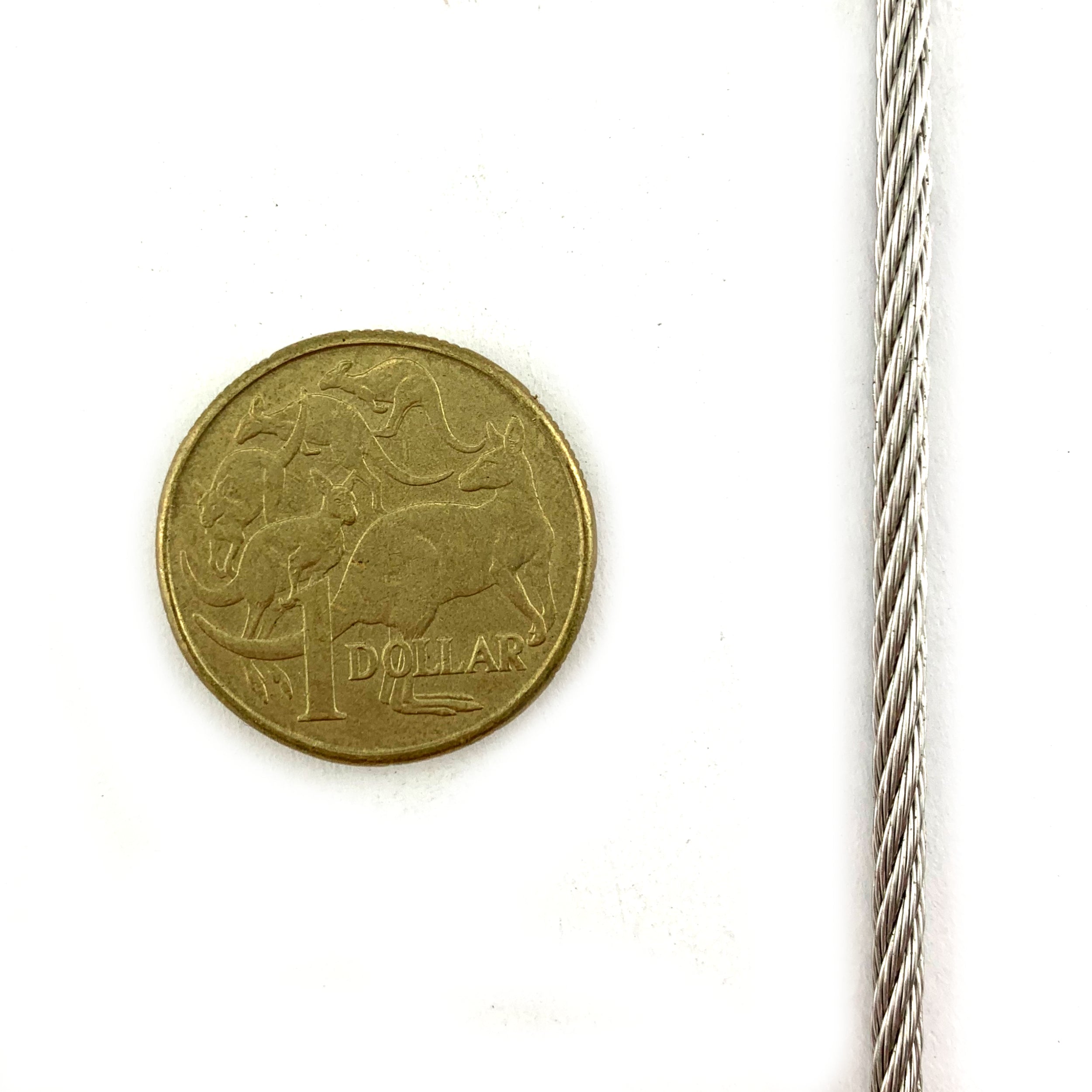 3mm (7/7 strand) stainless steel wire rope x 10 metres on a reel. Melbourne, Australia.