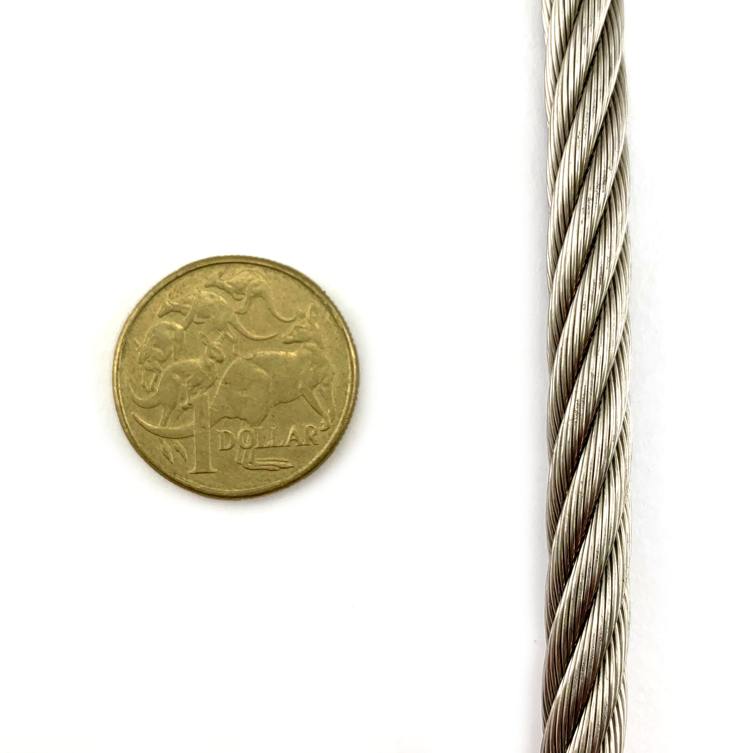 8mm (7/19 strand) stainless steel wire rope, by the metre. Australia