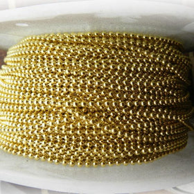 Decorative ball chain in brass finish, size 4.5mm on a 50-metre reel.