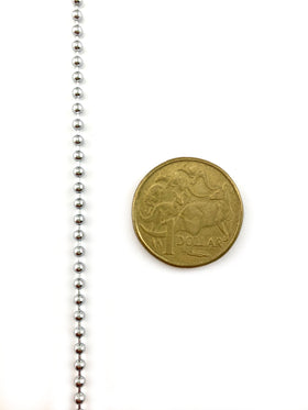 Chrome ball chain, size 2.4mm on a 200 metre reel. Australia.