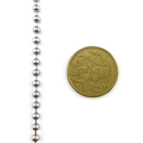 Ball chain in chrome finish, size 3.5mm. Chain by the metre. Australia