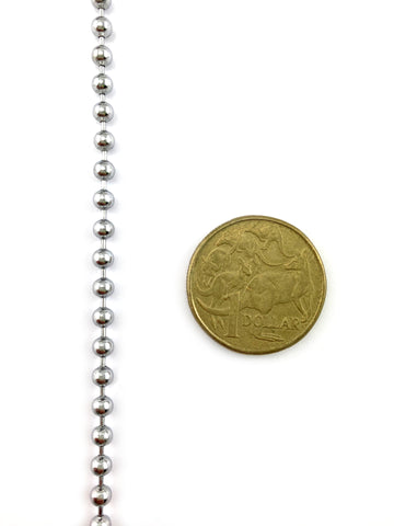 Chrome ball chain, size 3.5mm. Chain by the metre. Australia