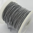 Decorative ball chain in chrome finish, size 3.5mm x 50m reel Australia
