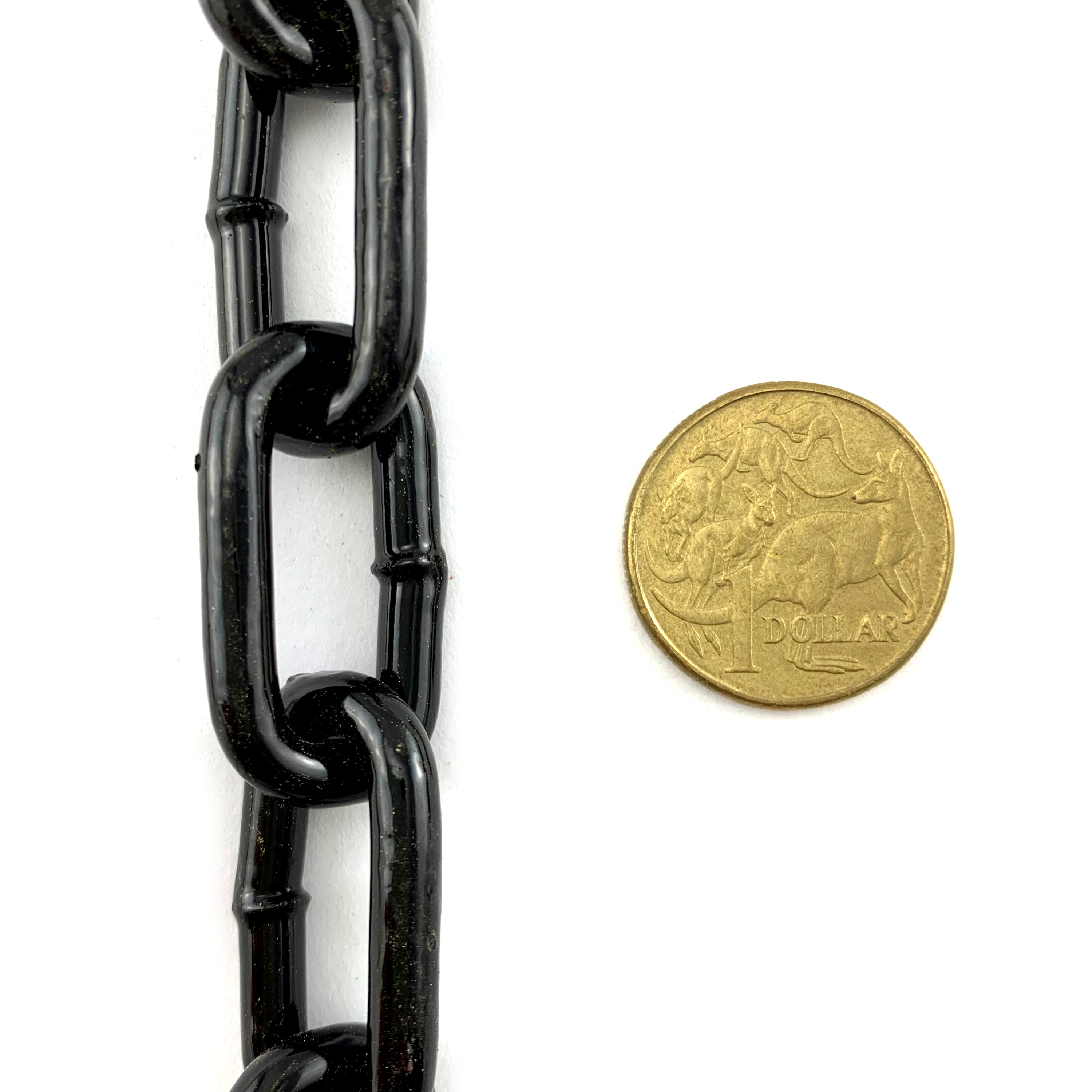 Welded Steel Chain - Black Powder Coated - 5mm - By The Metre. Australia.