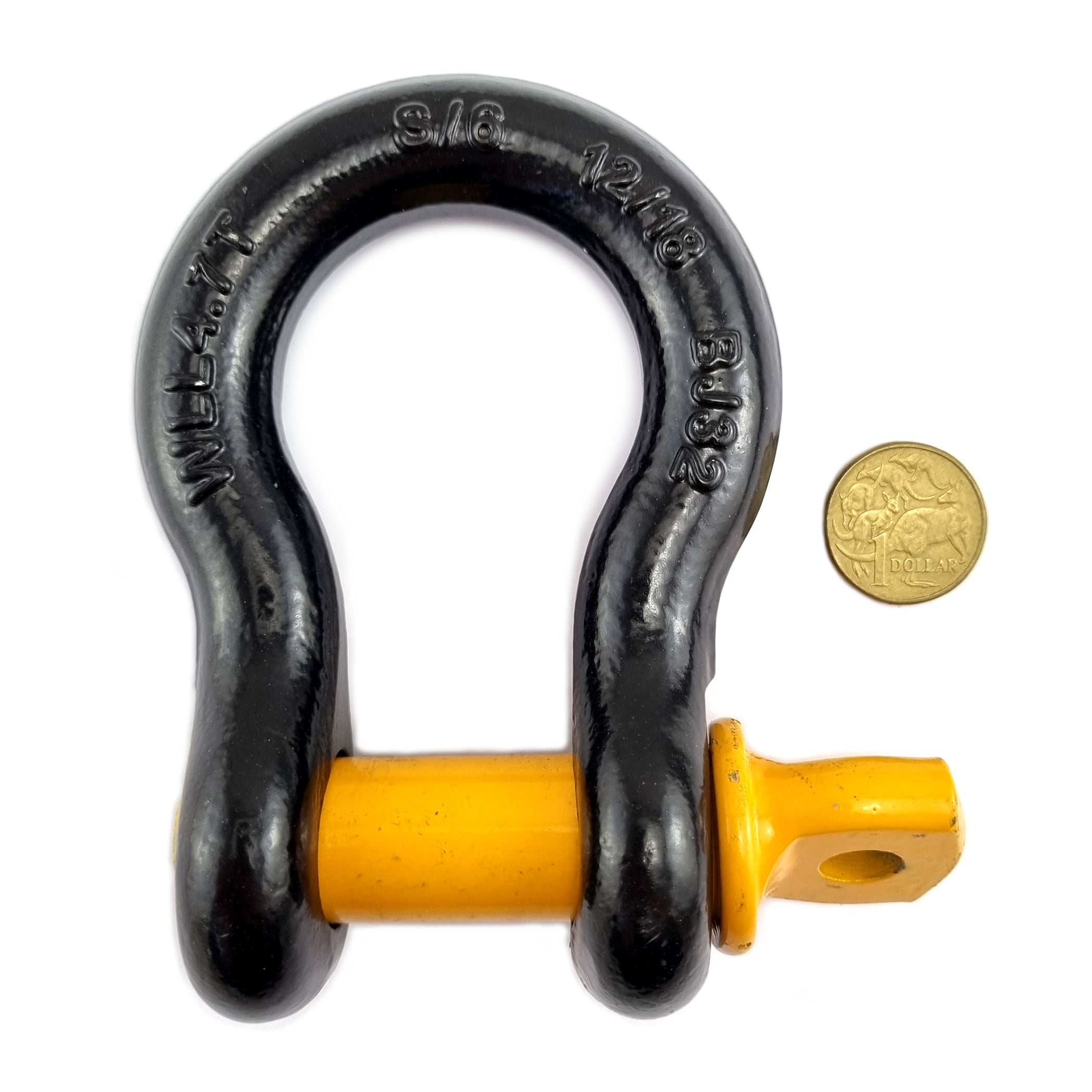 4.7 Tonne black bow shackle, grade S, complies with AS 2741. Shop hardware online chain.com.au