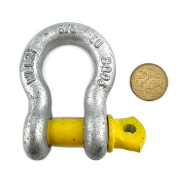 2 Tonne galvanised bow shackle, grade S, complies with AS 2741. Shop hardware online chain.com.au. Australia wide