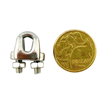 Stainless steel type 316 cable clamp, size 4mm. Australia