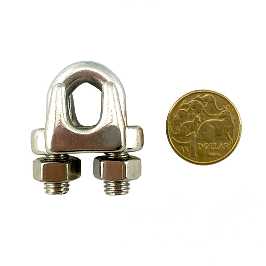 Stainless steel type 316 cable clamp, size 8mm  Australia wide delivery 