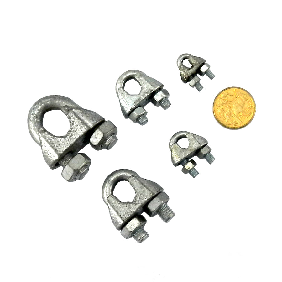 Galvanised cable clamp range. Delivery Australia wide. Chain.com.au