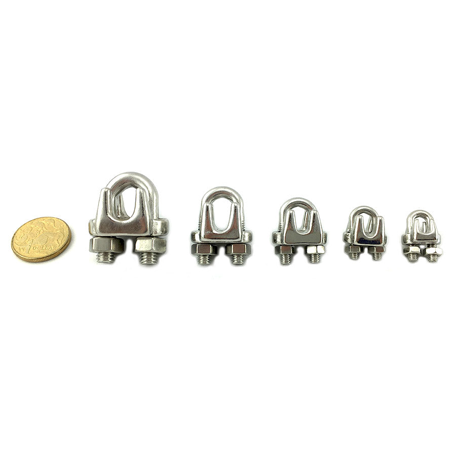 Stainless steel type 316 cable clamp range. Australia wide delivery via Melbourne. Chain.com.au