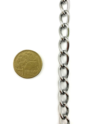 Chrome Curb Chain , size 2.5mm. Chain by the metre. Australia wide delivery.