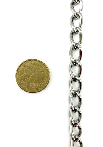 Chrome Curb Chain , size 2.5mm. Chain by the metre. Australia wide delivery.