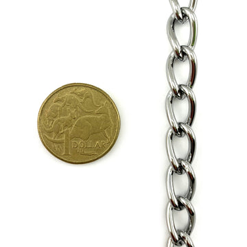 Chrome Curb Chain , size 2.5mm. Chain by the metre. Australia wide delivery.