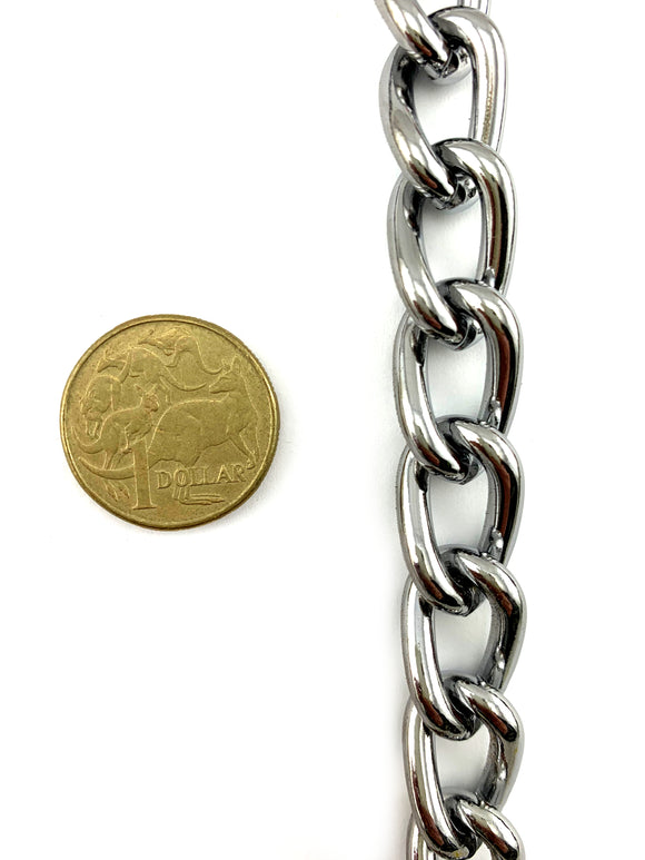 Chrome Curb Chain, size: 3.9mm x 30 metre reel. Melbourne, Australia.