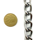 Chrome Curb Chain, size: 3.9mm x 30 metre reel. Melbourne, Australia.