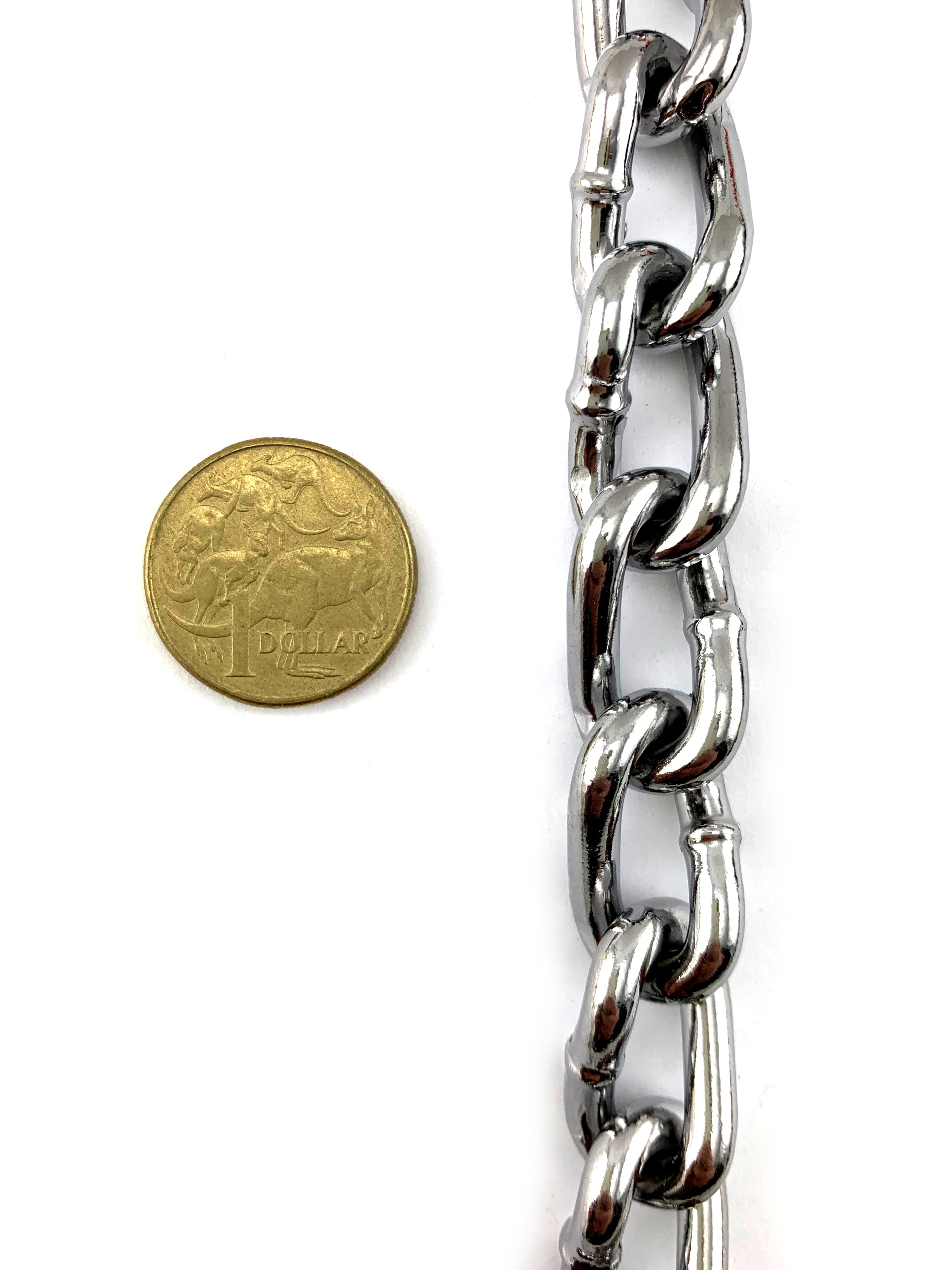 Chrome Curb Chain, size 4.8mm on a 30 metre reel. Melbourne and Australia wide delivery.
