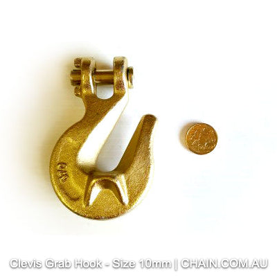 Clevis Grab Hook forged steel with a zinc passivated finish. Size: 10mm. Australia shipping. Shop lifting, rigging and load restraint products online at chain.com.au