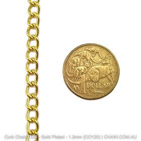 Oval Curb Chain in a Gold Plated Finish. Size: 1.2mm, CO120. Jewellery Chain, Australia wide shipping. Shop chain.com.au