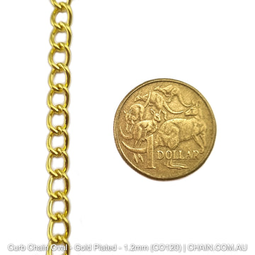Oval Curb Chain in a Gold Plated Finish. Size: 1.2mm, CO120. Jewellery Chain, Australia wide shipping. Shop chain.com.au