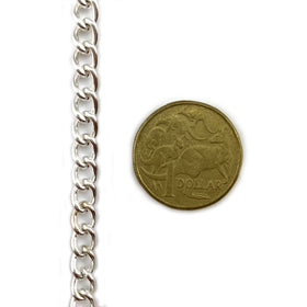 Curb Jewellery Chain in a Silver Plated finish, size C150. Melbourne, Australia.