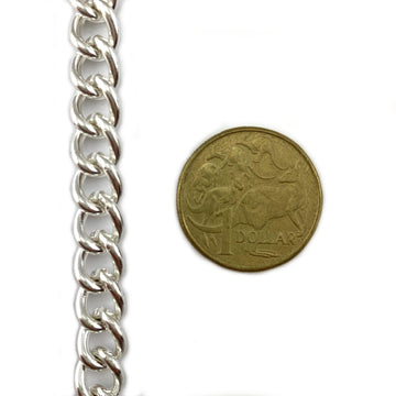 Jewellery Chain, Curb Chain in Silver Plated finish. Size C200. Australia wide delivery from Melbourne.