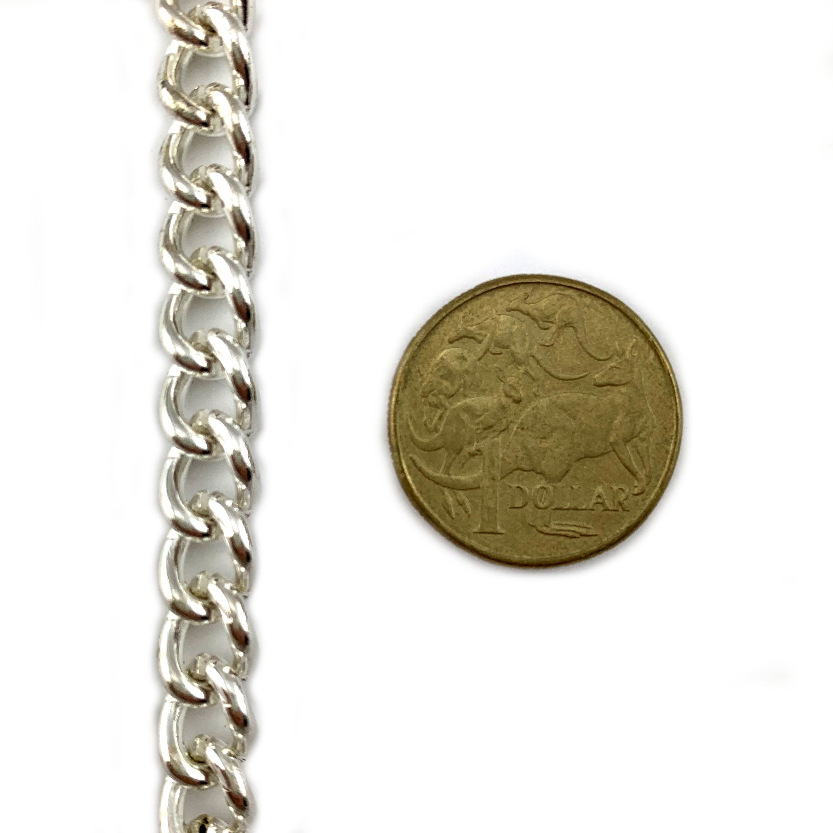 Curb Jewellery Chain - Silver Plated - Size C220. Melbourne, Australia.