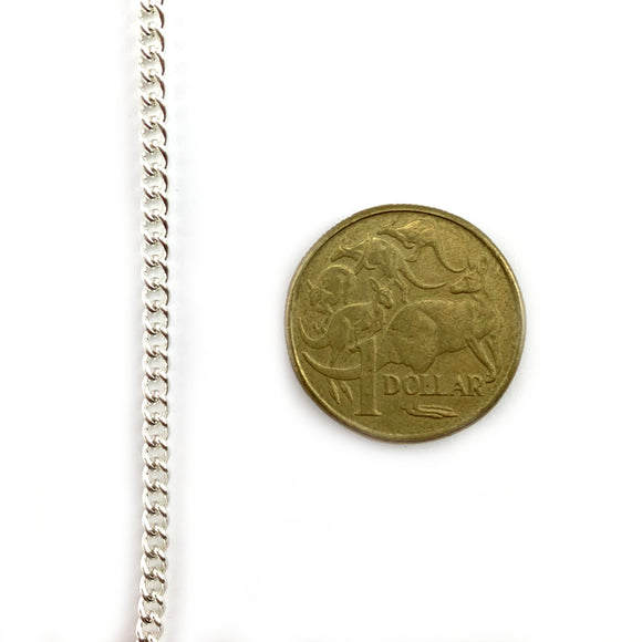 Curb Jewellery Chain,  Silver Plated, size C80. Melbourne Australia.